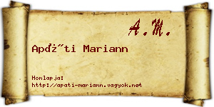 Apáti Mariann névjegykártya